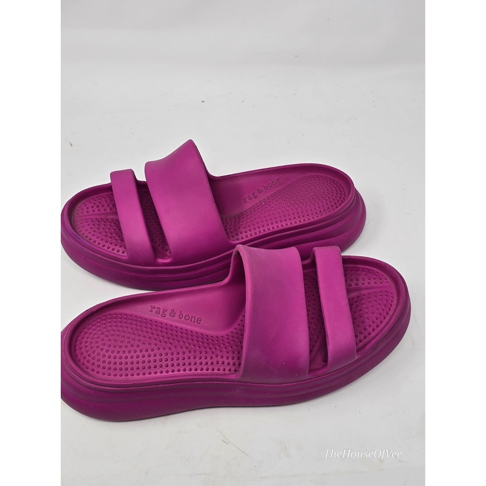 Rag & Bone Womens 9 Sandal Slide Chunky Platform Double Strap EVA Bright Pink - Picture 3 of 4